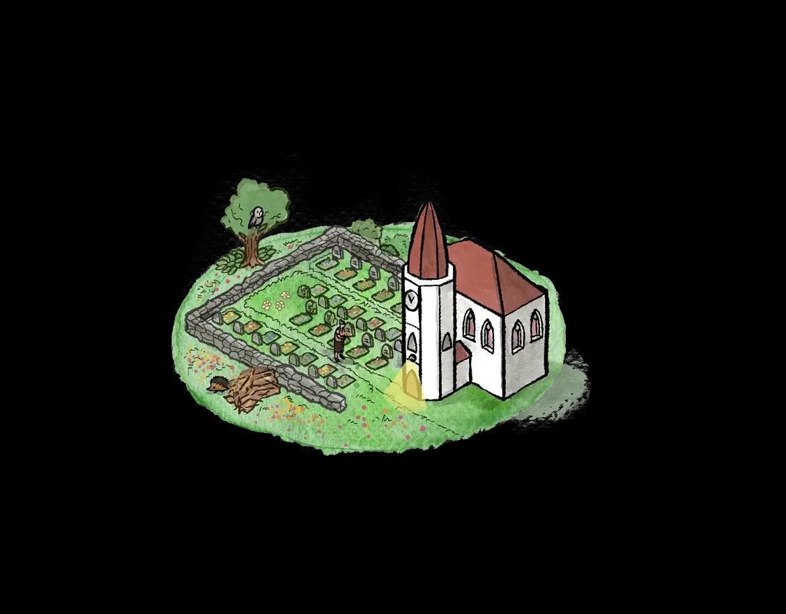 Friedhof Illustration